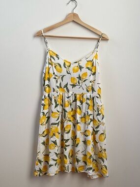 H&M Yellow Lemon Print Dress - White & Yellow